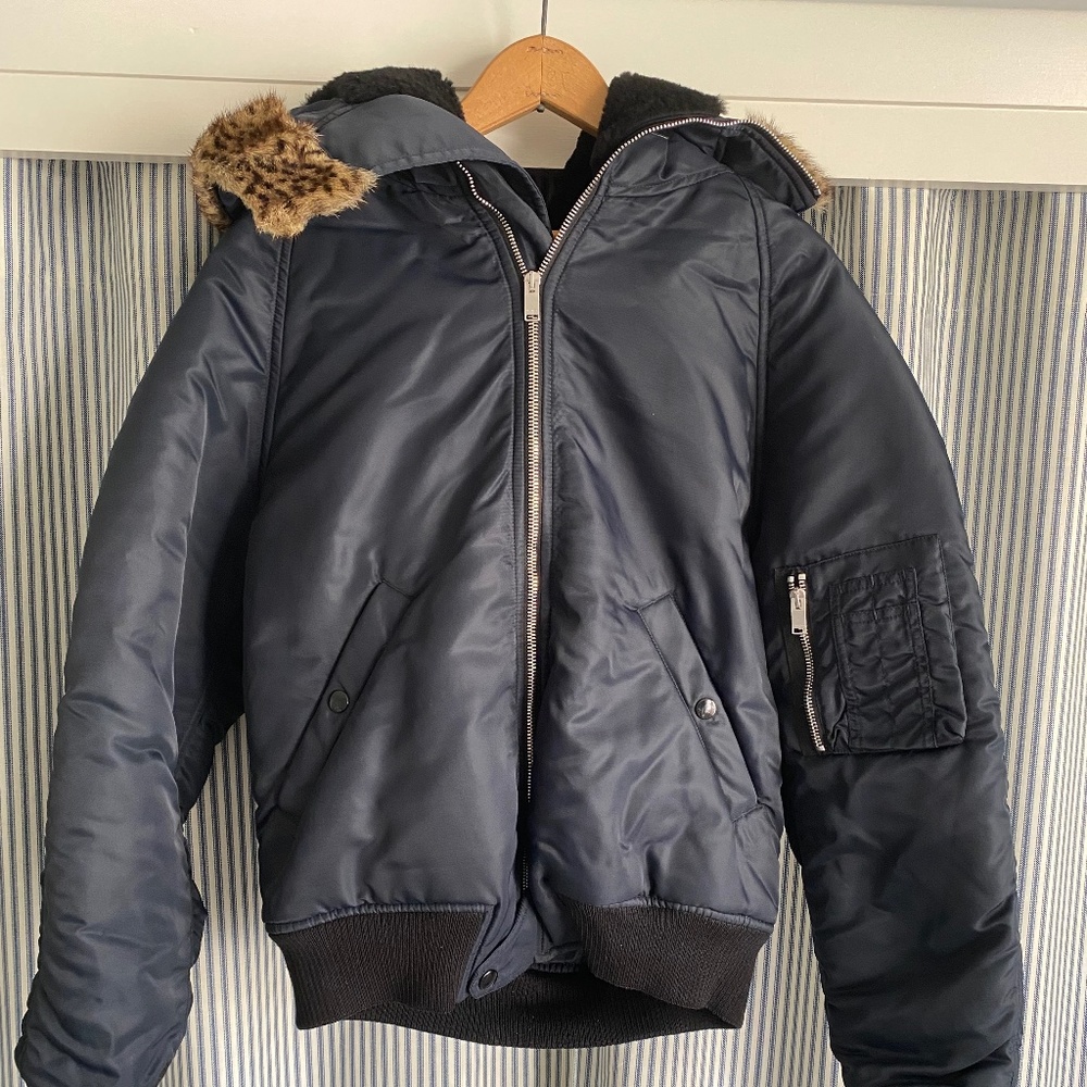 Saint Laurent Unisex Fur Hood Bomber Jacket